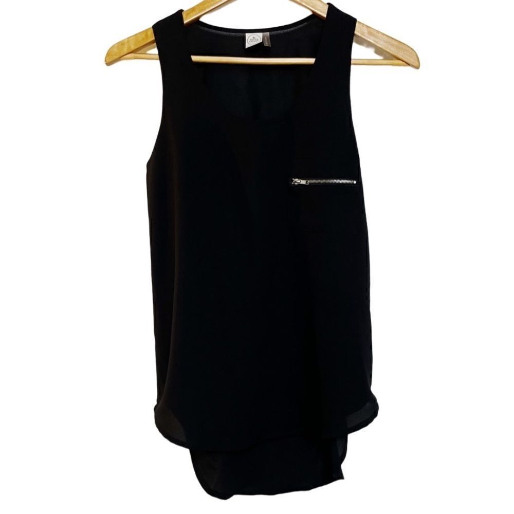 Paper Crane Zip Up Sides Blouse Tank Black Size Small